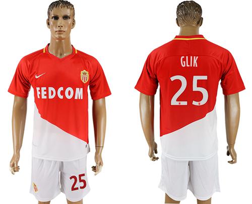 Monaco #25 Glik Home Soccer Club Jersey